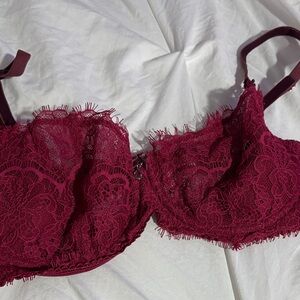 Victoria's Secret Burgundy Lace Underwire Bra